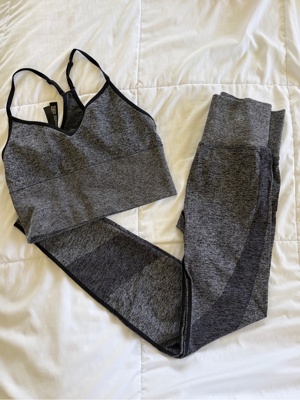 PINK Heathered Gray Sports Bra & Legging Set